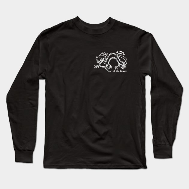 Small Year of the Dragon White Line Long Sleeve T-Shirt by ellenhenryart